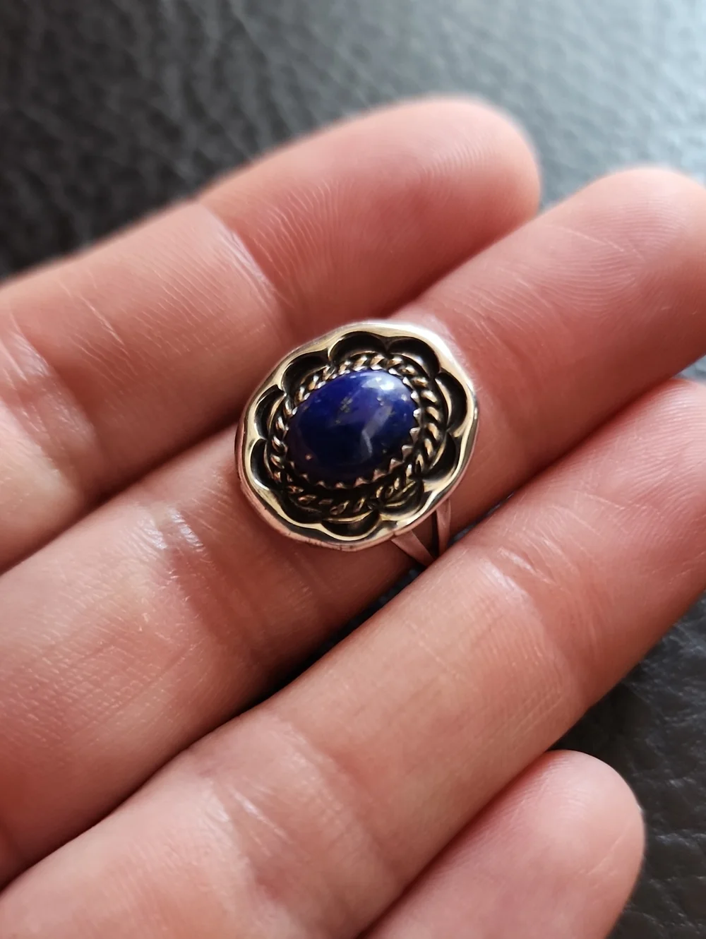 VTG Sterling Silver & Lapis Blue Stone Ring - Women Jewelry- Size 5.5